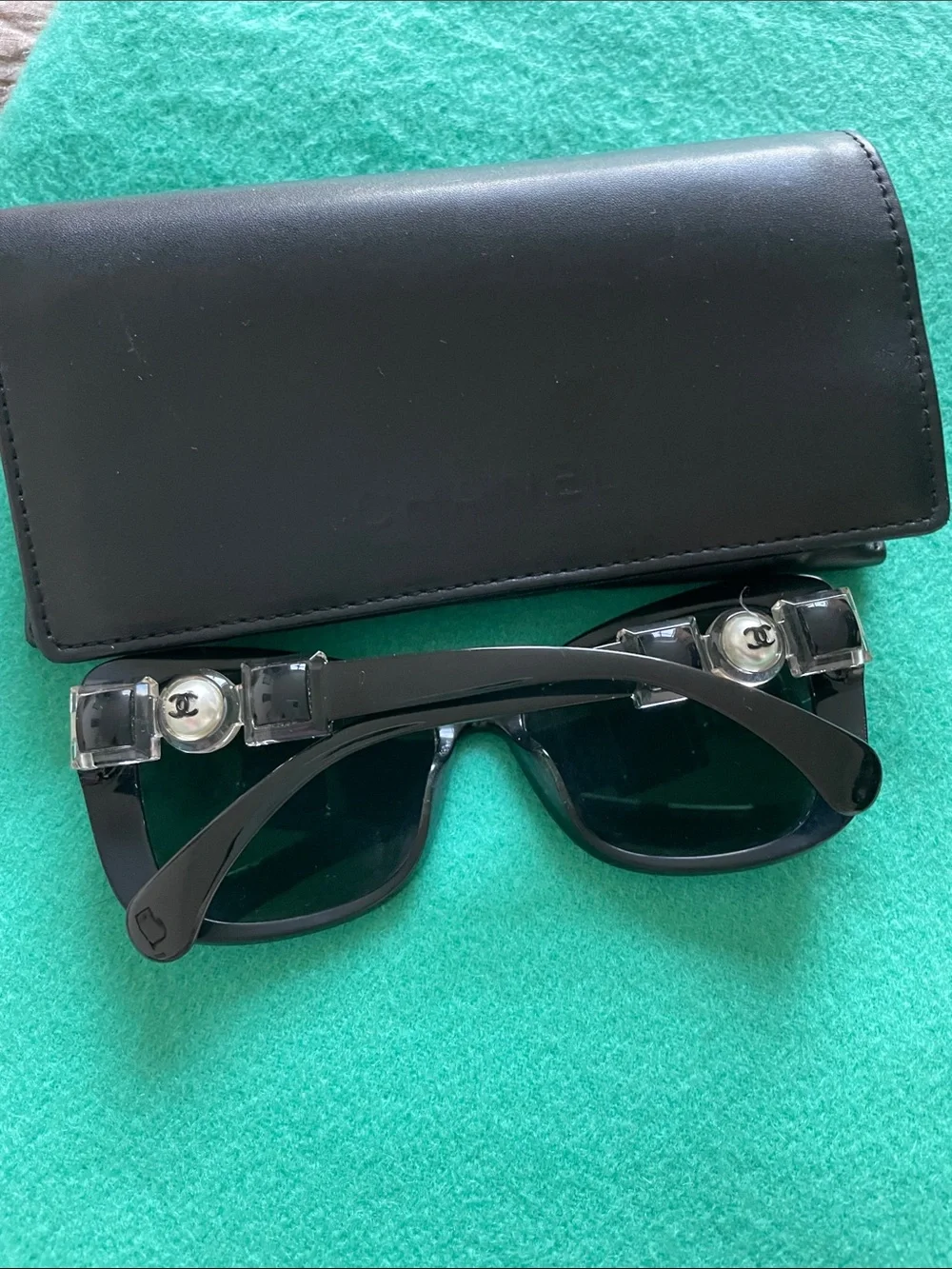 CHANEL Authentic Black Cat-Eye Sunglasses with Silver Hardware